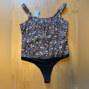 NWT Abercrombie black floral bodysuit